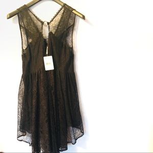 NWT Free People Black Comb Lace Mini dress